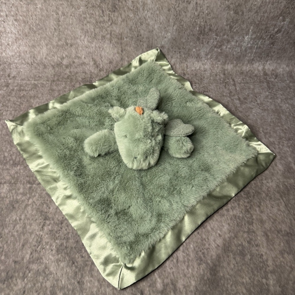 Cloud Island Dragon Security Blanket Sage Green Plush Satin Trim Lovey SWD3024C3